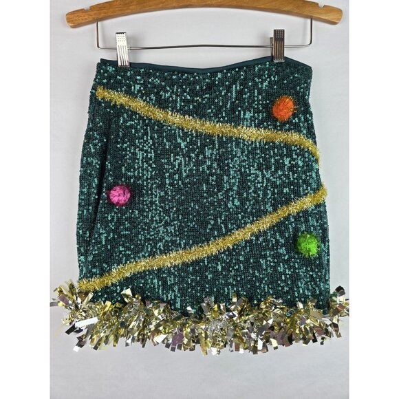 Love On A Hanger Women's Ugly Christmas Outfit Size Medium Green Skirt & Top Set - Picture 6 of 13